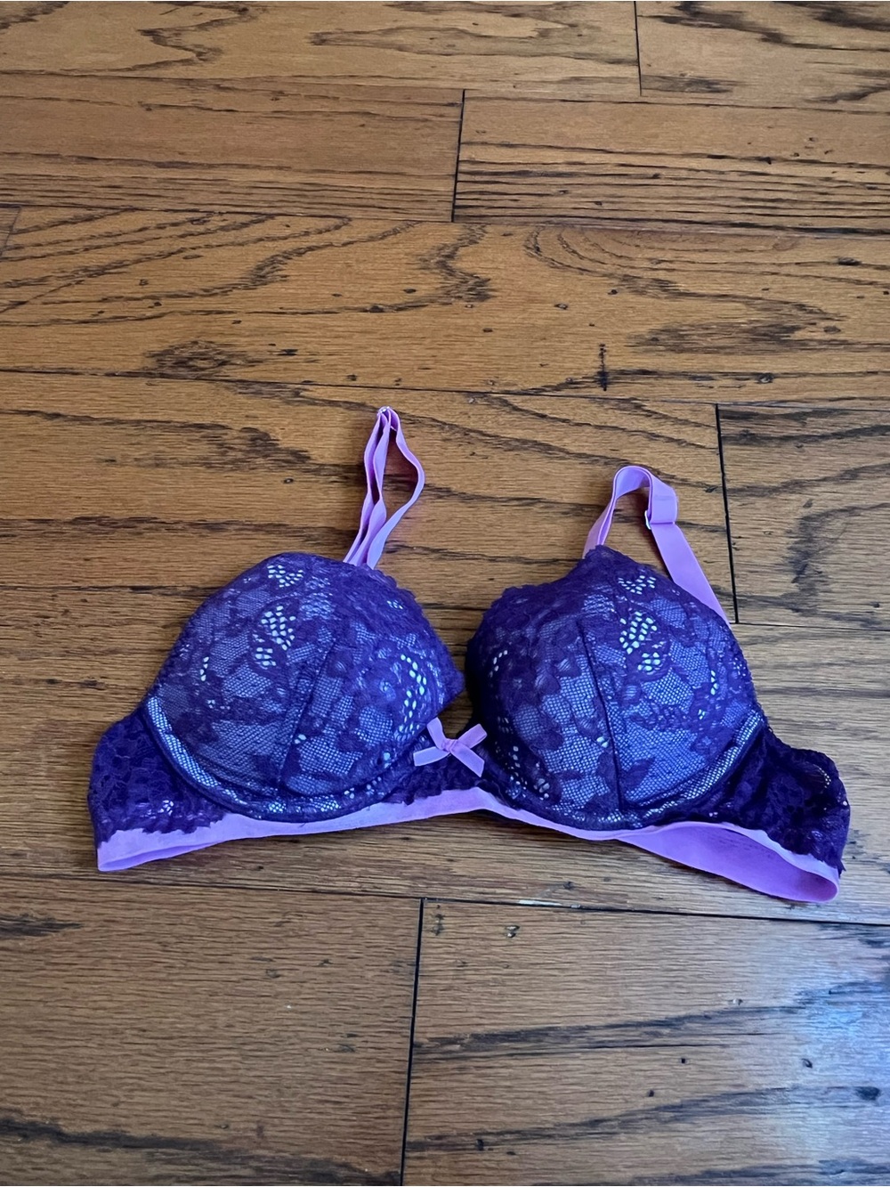Victoria’s Secret 32A Purple Lace Push-Up Bra with Light Purple Trim